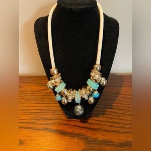 Aqua/gold fashion necklace